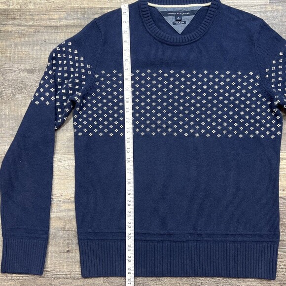 Vintage Tommy Hilfiger Men's Lambs Wool Blend Navy Grandpa Golf Sweater Size M - Picture 8 of 12